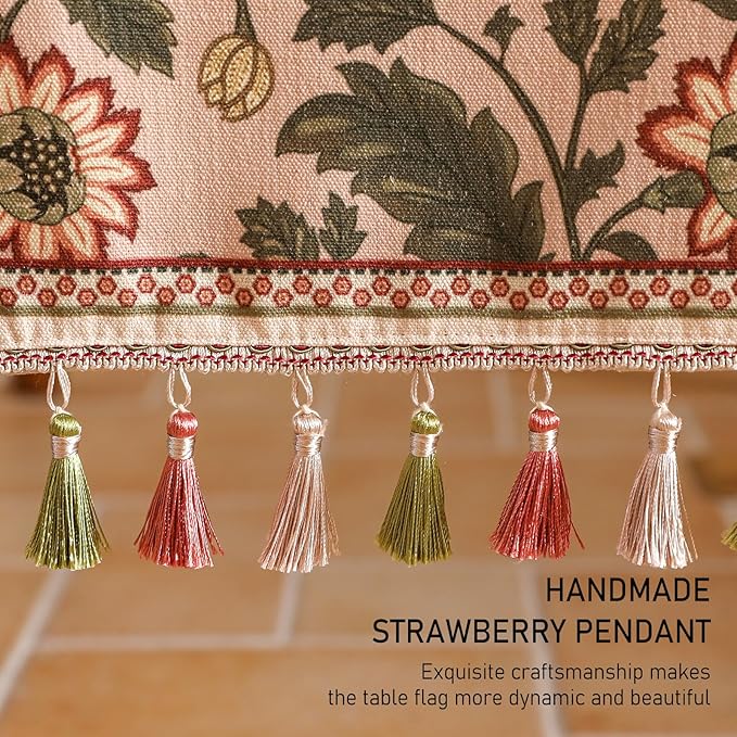 ISAENNE Designer Provence Elegant Linen Table Runner 87 Inches Long, Flower and - Image 7