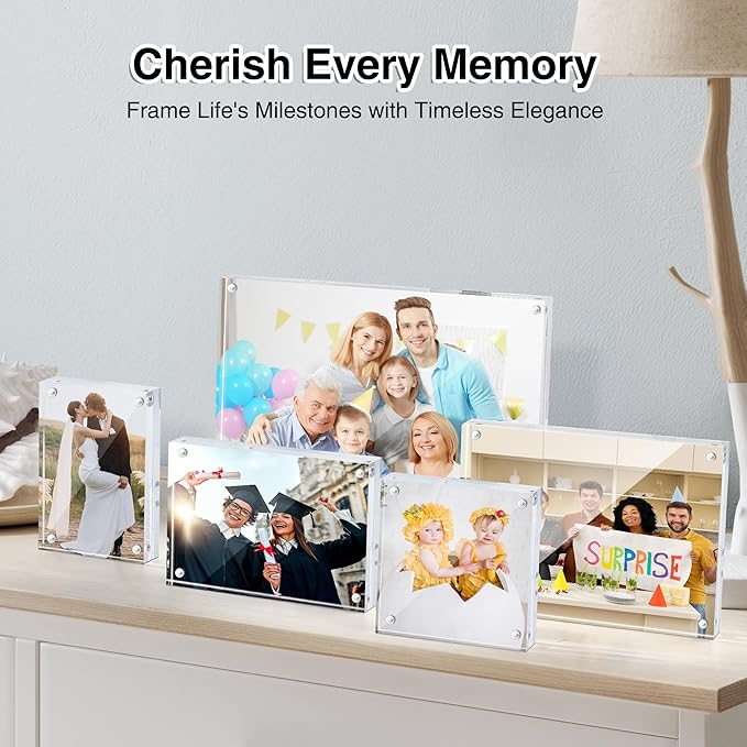 HOUSE DAY Acrylic Picture Frames 4x6, 6 Pack Magnetic 4 x 6 Picture Frame - Image 7
