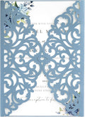 20Pcs Dusty Blue Laser Cut Invitation Cards by FEIYI