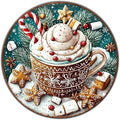 Round Christmas Signs Hot Cocoa Bar Metal Tin Sign Christmas Decor by GJXFTPTTBD