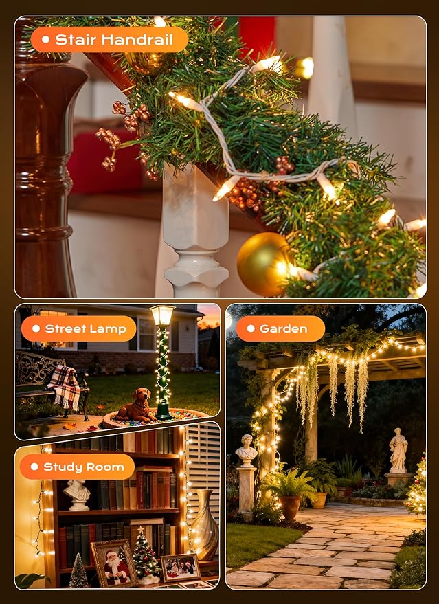 Minetom LED Clear White Christmas String Lights, Christmas Decorations Indoor - Image 8