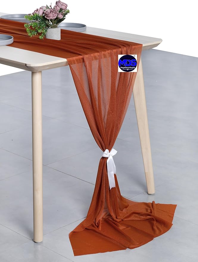 MDS 2 Pack 10ft Chiffon Table Runner 29 x 120 Inches Sheer Wedding Runner - Image 3