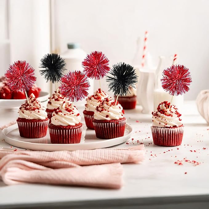 Ephlyn 30Pcs Foil Firework Cupcake Toppers Party Birthday Cake Toppers Supplies - Image 6