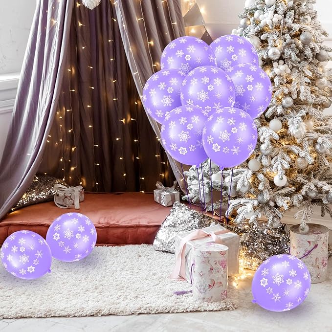 Skylety 40 Pieces Snowflake Balloons Bulk Winter Transparent Snowflake Latex - Image 5