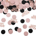 100Pcs Rose Gold and Black Happy Birthday Glitter Confetti, Polka Dot pink by Unknown