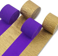 PartyWoo Purple and Gold Crepe Paper Streamers 4pcs 328ft Pack of Metallic Gold by PartyWoo