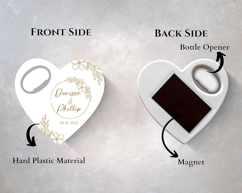 Wedding Bottle Opener Favors for Guests in Bulk, Hearts Shape Bottle Opener - Image 7