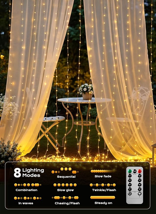 Brightown 600 LED Curtain String Lights, 20 FT Hanging Fairy Lights - Image 3