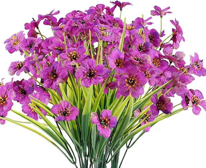 12 Bundles Artificial Flowers Outdoor UV Resistant Fake Flowers No Fade Plastic by JEMONG