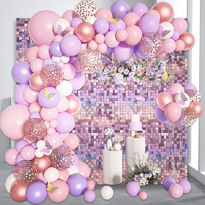 12PCS Light Pink Shimmer Wall Backdrop, Laser Square Sequin Photo Backdrops - Image 6