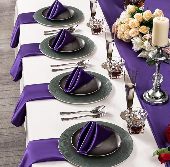 36 Pack Square Satin Dinner Napkins, 16x16 Inches Silky Soft Smooth Table Cloth - Image 2