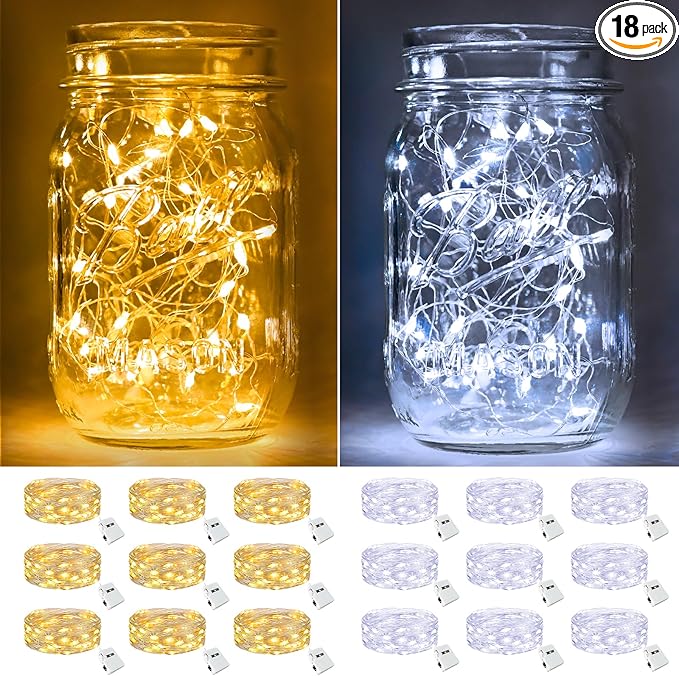 btfarm 18 Pack Fairy Lights Battery Operated, 7ft 20 Led Twinkle Lights String by btfarmdecorativelighting