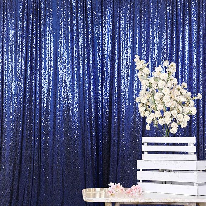 ShiDianYi Navy Blue Backdrop Curtains 2 Panels 4Ftx10Ft Sequin Backdrops - Image 4