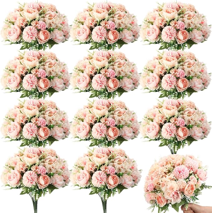Tigeen Artificial Flowers Artificial Peonies Silk Flowers Faux Peony Fake Peony by Tigeen