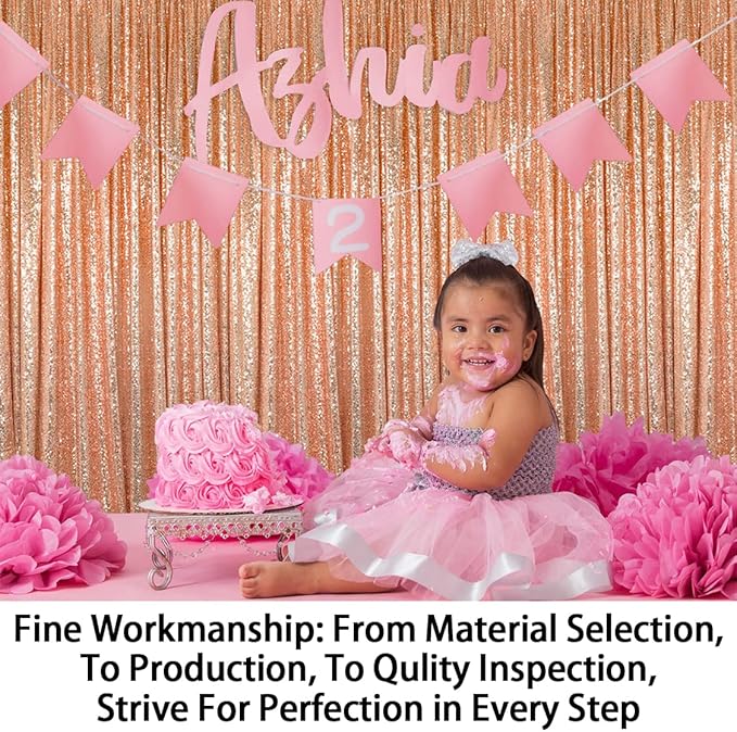 ShinyBeauty Sequin Curtains 2 Panels 4x10ft Rose Gold Backdrop Curtain Sequin - Image 4
