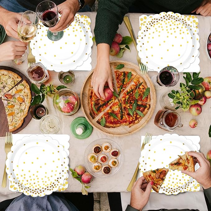Gold Plates and Napkins Party Supplies 35 7inch disposable dessert plates - Image 6