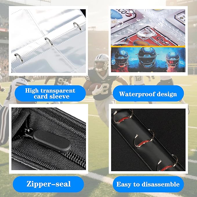 Trading Card Binder 9 Pocket, Pockets Football Card Binder, Premium Double - Image 4