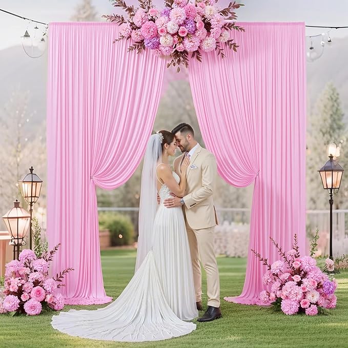 10 ft x 10 ft Pink Backdrop Curtains - Image 8