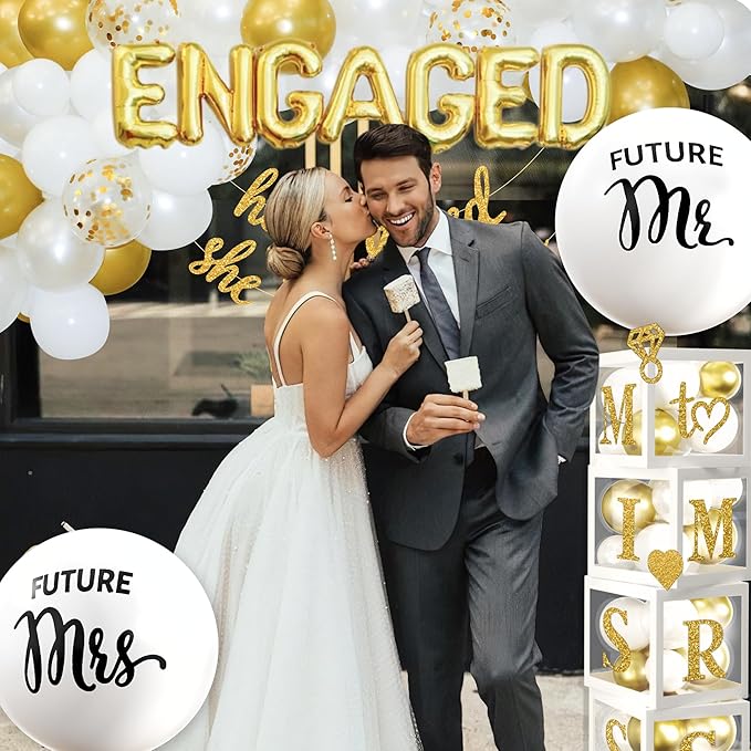 248 Pc Premium Engagement Party Decorations, He Asked She Said Yes Banner - Image 5
