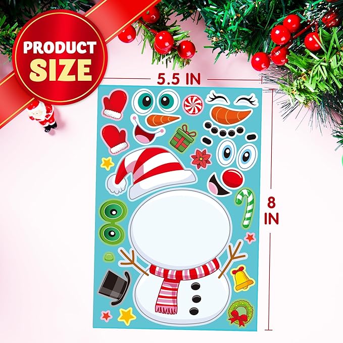 JOYIN 24 Pcs Christmas Make-a-face Stickers, Make Your Own Characters Mix and - Image 6