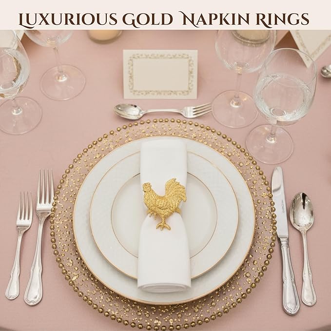 Set of 12 Rooster Napkin Rings for Farmhouse Table Decor | Premium Metal - Image 8