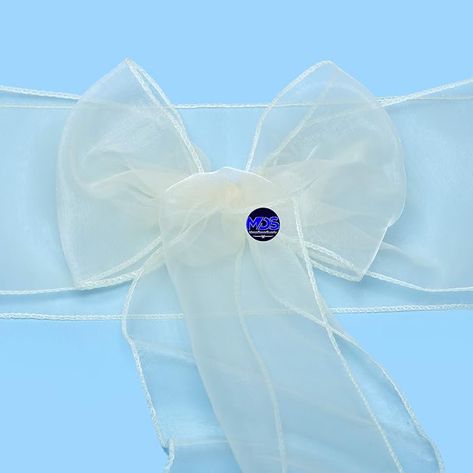 MDS Pack of 150 PCS Organza Chair Sashes Wider Dining Chair Bows Ribbon Tie Back - Image 4