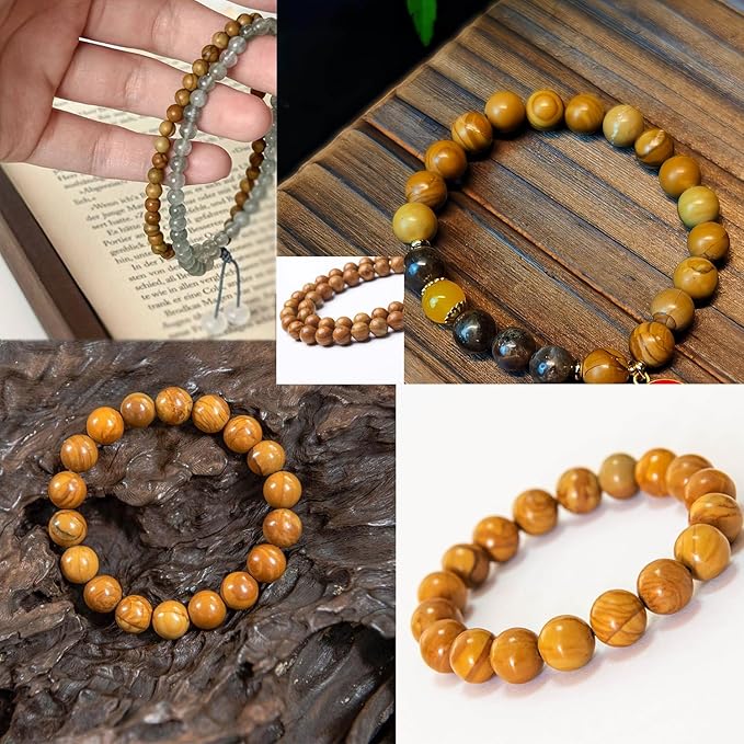 Yellow Woodgrain 4mm Stone Beads - Image 7