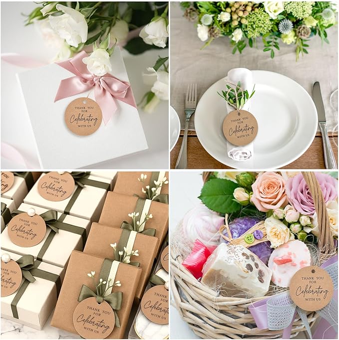 SallyFashion 120PCS Thank You Tags, 2inch Brown Round Gift Tags - Image 6
