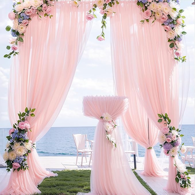 Arch Drapes for Wedding Arch Draping Fabric Blush Sheer Backdrop Curtain for - Image 5