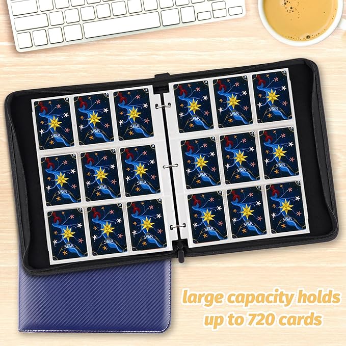 Trading Card Binder, Premium 9 Pocket Card Binder, 720 Double Sided Pocket PU - Image 6