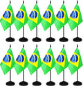 12 Pack Brazil Desk Flags Set, Brazilian Small Mini Table Office Flags by BCLin