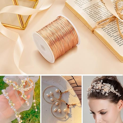 Cadikez 26 Gauge Rose Gold Plated Brass Jewelry Making Wire 100M/0.4mm Soft - Image 4