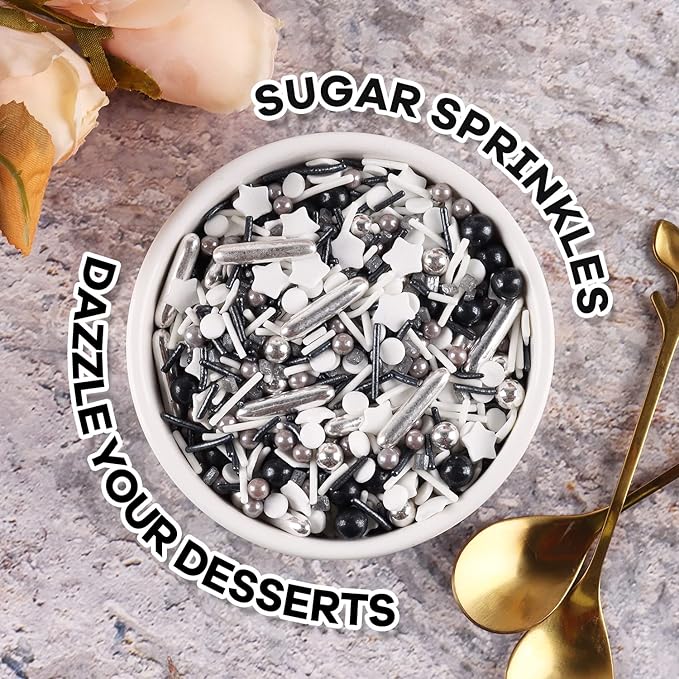 Sprinkles For Cake Decorating, Ice Cream Topper, 7 Ounces Gold And Silver Cake - Image 3