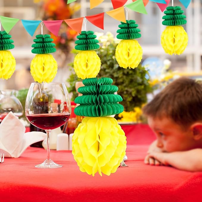 Gyufise 6Pcs Pineapple Honeycomb Centerpieces Tissue Paper Pineapple Table - Image 8
