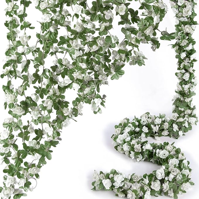 8 Pcs x 8.2 ft Flower Garland Artificial Rose Vine Flowers by PONKING