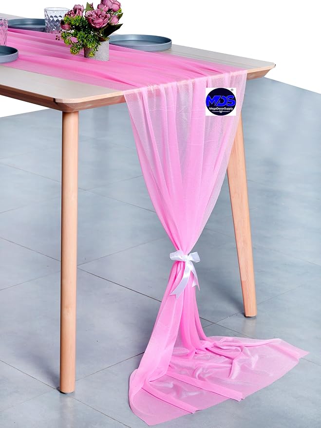 MDS 2 Pack 14ft Chiffon Table Runner 29 x 170 Inches Sheer Wedding Runner - Image 2