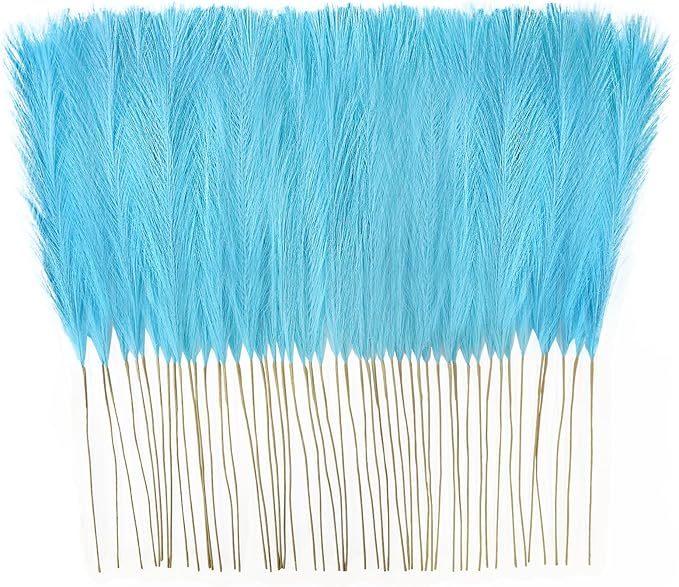 50pcs Faux Pampas Grass, 21.6" Short Artificial Pompous Grass Branches by ObbsieDirect