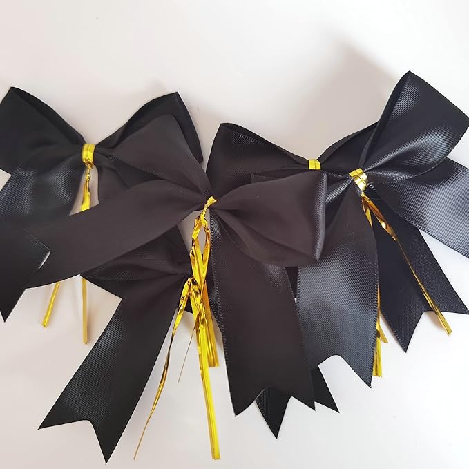 50pcs 3-1/2" Black Satin Ribbon Bows - Image 6