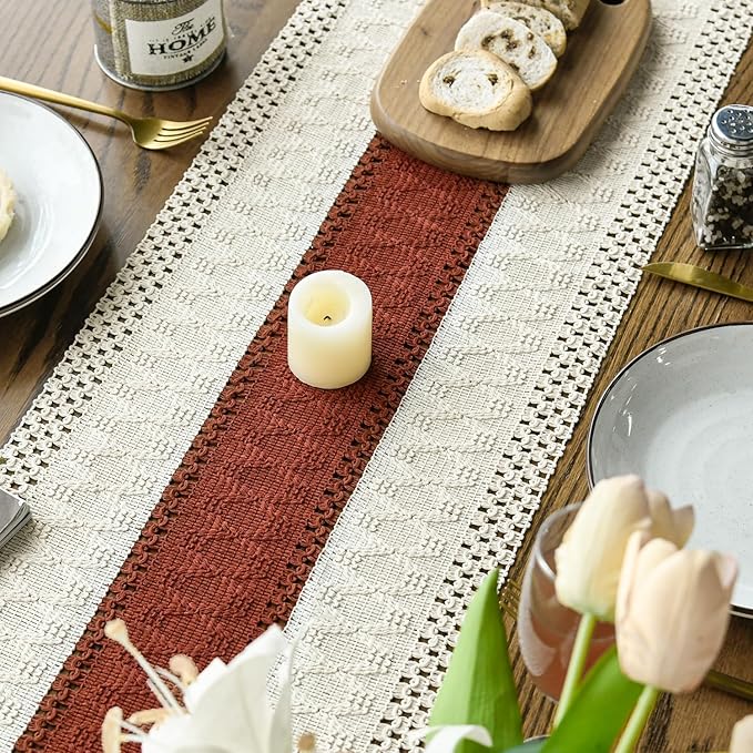 Artoid Mode Caramel Farmhouse Rustic Table Runner, Seasonal Holiday Hollow - Image 4
