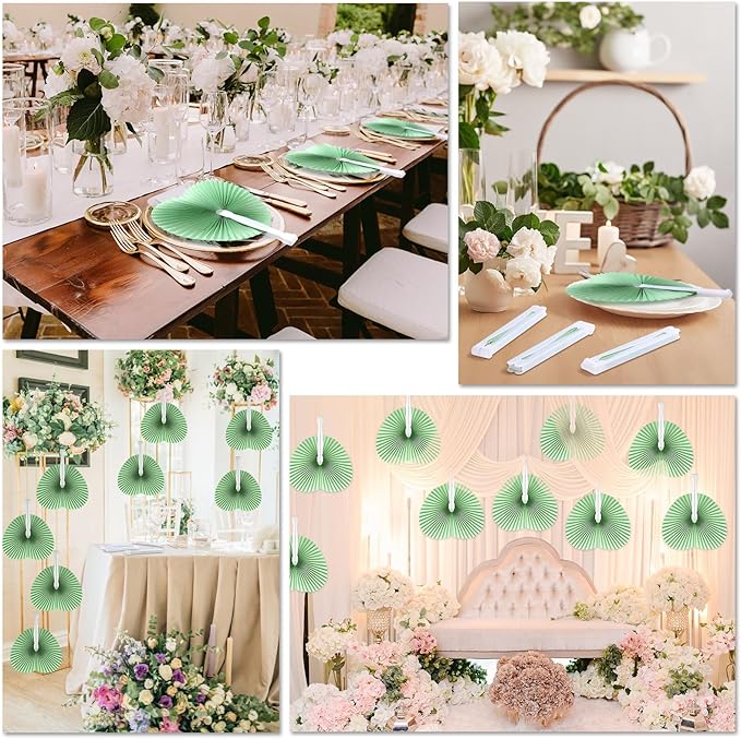 Unittype 150 Packs Wedding Paper Fans Heart Shaped Folding Handheld Fans - Image 6