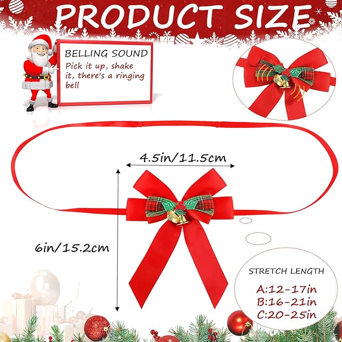 Christmas Bows for Gift Wrapping, 24 Elastic Red Stretch Loops - Image 3