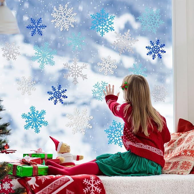 Winter Snowflake Cutouts Glitter Paper Decorations - Image 6