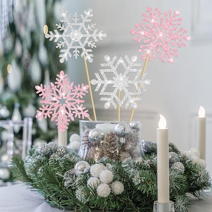 Snowflake Centerpiece Sticks Winter Frozen Theme Party Decorations 12PCS - Image 9