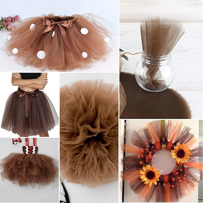 Brown Tulle Fabric Rolls 54 Inch by 40 Yards Tulle Bolt Spool - Image 4