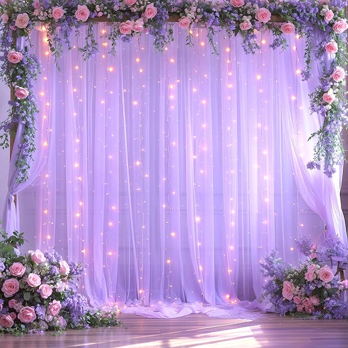 Lavender Tulle Photo Backdrop Curtain by Suppromo