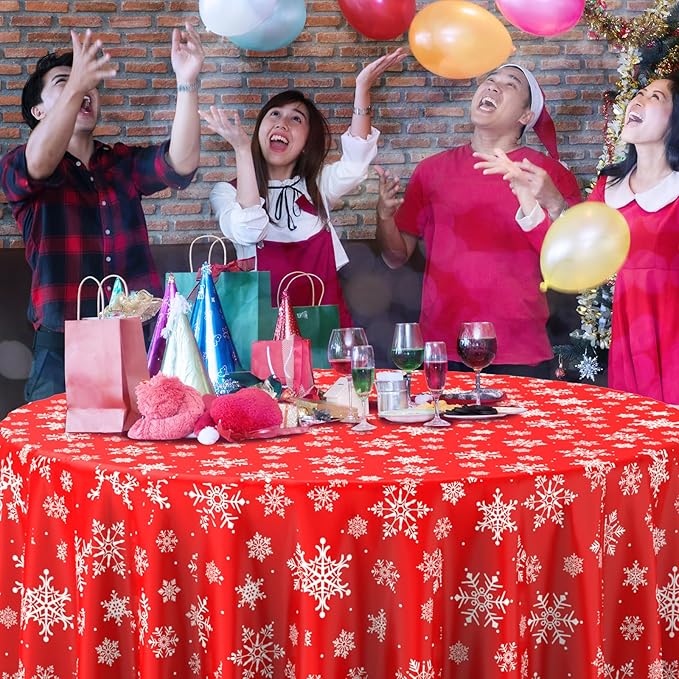 6 Pieces Christmas Snowflake Plastic Party Tablecloth Decorations, Disposable - Image 5