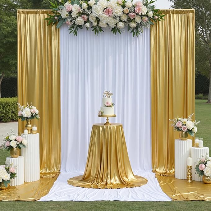 40x10 ft Wrinkle Free Gold Sequin Backdrop Curtain - Image 8