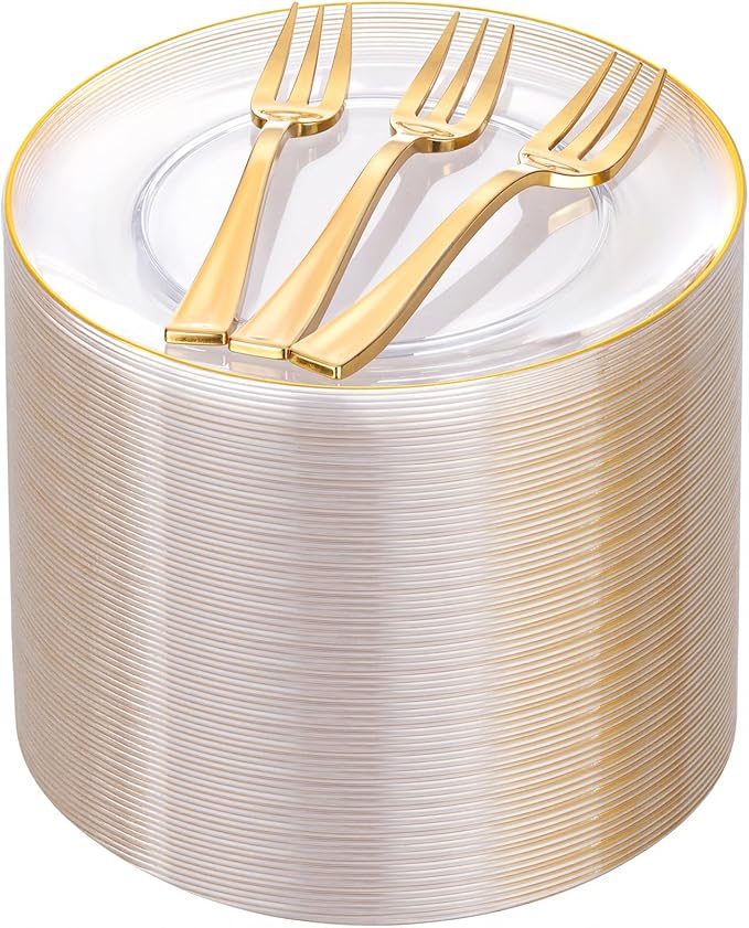 Festiva 200Pcs Clear Plastic Dessert Plates Disposable 6.3" by Festiva