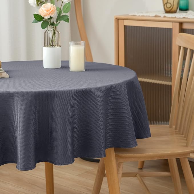 Biscaynebay Textured Fabric Round Tablecloths 60", Dark Grey Water Resistant - Image 7