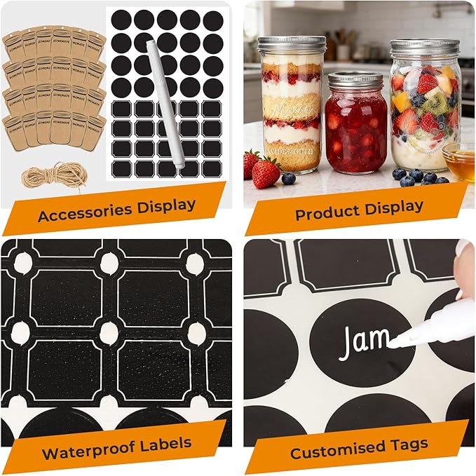 CycleMore Mason Jars Bundle, 12 Pack J Canning Jars - Image 4